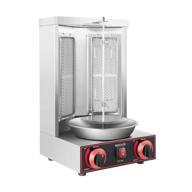 TaNeHaKi Vertical Machine,à Gaz Gril De Table Avec 2 BrûLeurs,Grill à Gaz Pour Kebab,Machine Grill Rotatif Avec Interrupteur De RéGlage 3000W