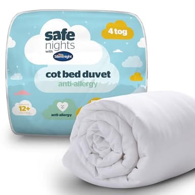 Silentnight Safe Nights – Parure de lit avec Housse de Couette et taie d'oreiller pour Enfant, Polyester-Coton., Blanc, 150 x 120 x 3 cm