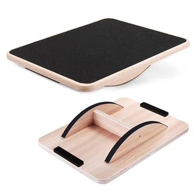 Yes4All Planche d'équilibre à Bascule Professionnelle pour la physiothérapie | Planche à Bascule de 17,5 po, Planche d'équilibre en Bois à Bascule pour Exercices d'équilibre et de rééducation (Noir)