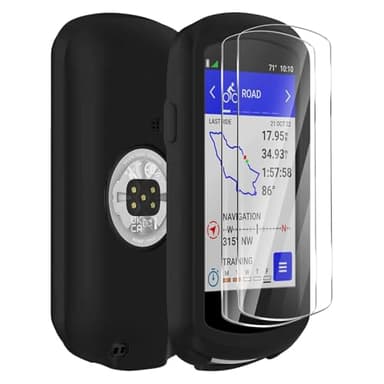 Buoluoioir Coque de Protection Silicone +2 Verre Trempé Compatible avec Garmin Edge 1040,Film de Protection écran Protecteur GPS Accessoire Compteur Vélo pour Garmin Edge 1040 (Noir)