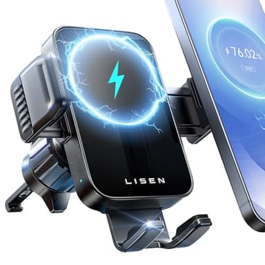 LISEN 15W Chargeur Induction Voiture, Support Telephone Voiture Induction, Porte Telephone Voiture, Chargeur Voiture pour Galaxy S25 24 23 iPhone 17 16 15 Pro Max Air Android Pixel 10 9 A