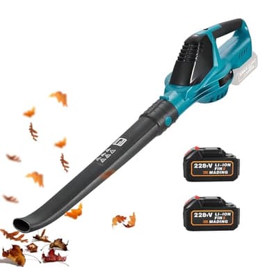 Souffleur à feuilles sans fil avec batterie 2 x 4,0 Ah, 28 000 tr/min avec moteur sans balais, souffleur à feuilles électrique à 5 vitesses 219 km/h, souffleur manuel