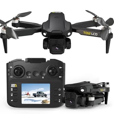 Toladrone TD12LCD Drone avec Caméra, Transmission par Écran LCD, Moteur sans Balais, Positionnement par Flux Optique, Quadricoptère RC Pliable pour Débutants Adultes, Moins de 249g