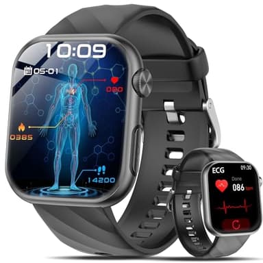 Lgnitek Montre Connectée Homme Femme avec ECG+HRV, 1,43" AMOLED Smartwatch avec Fréquence Cardiaque/Sommeil/SpO2/Apnée 24H/24, Fonction SOS, IP68 pour Android iOS