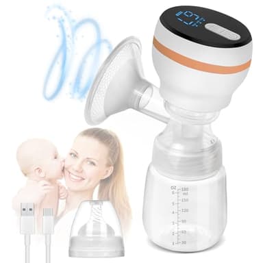 Unipampa Tire-Lait Portable, Tire Lait Electrique, 4 Modes Et 9 Niveaux Sans Douleur, Tire Lait Sans Fil avec Écran LCD, USB Rechargeables, Grande Capacité de 180 Ml, Matériau Silicone