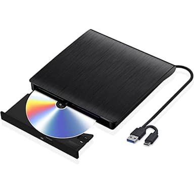 FCRB Lecteur CD/DVD Externe USB 3.0 et Type C Portable DVD-RW Graveur CD, Plug and Play pour PC, Laptop, Desktops, Windows 10/8 / 7 / XP/Vista/Linux/Mac OS