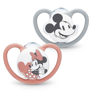 Nuk - Lot de 2 tétines Space Baby - 0-6 mois - Tétines avec ventilation supplémentaire - Silicone sans BPA - Mickey et Minnie Mouse 10730715