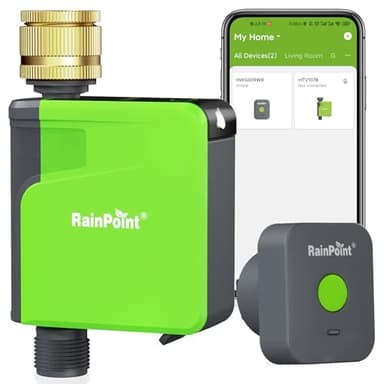 RAINPOINT Programmateur Arrosage Automatique WiFi avec entrée en Laiton, minuterie Intelligente pour Tuyau d'arrosage, minuterie avec Retard de Pluie/arrosage Manuel(avec hub)