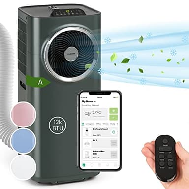 Klarstein Climatiseur Mobile Silencieux, Smart Climatisation Portable 5 en 1, Mini Clim, Purificateur et Elimination Odeurs, Déshumidificateur d'Air, Mode Nuit, Faible Conso, 12K BTU, Climatiseurs
