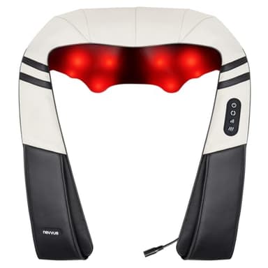 Nevvue Masseur Dos et Cervicales, Masseur Cervical avec Chauffage, Massager-Cervicales et Cou, Appareil Massage Dos et Nuque, 3 Niveaux Intensités, Massage Cou à la Maison, Bureau, Voiture