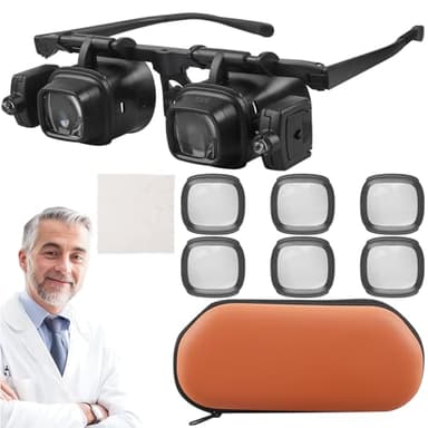 loupe bandeau LED pour porteurs de lunettes (2X/6X/10X/24X) – Loupe d'horloger et bijoutier pour le bricolage, la réparation, la lecture – Lunettes grossissantes