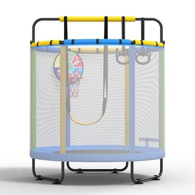 CZCPARY Trampoline d'extérieur pour enfants de 3 à 8 ans, convient pour l'intérieur et l'extérieur, avec filet de sécurité, balançoire, 1,45 x 1,7 m, poids 50 kg