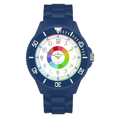 Weayege Montre Bracelet Éducative pour Enfants,Montre pour Enfants Fille Garçon,Montre Analogique la Lunette tournante Exercices,Facile d’Apprendre à Lire l’Heure Sangle Souple,Full HD 1080P Home