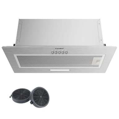 COMFEE' BIHT17SS-52 Hotte aspirante encastrable, Puissance d'aspiration de 400 m³/h, 3 vitesses, avec filtre en aluminium à 5 couches, 52 cm, LED, Argent