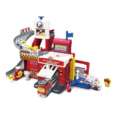 VTech - Tut Tut Bolides Série Pro, Super Caserne de Pompiers Interactive avec Camion Suzie Alerte Incendie, Circuit Voitures, 4 Zones Magiques, Cadeau Enfant de 2 Ans à 6 Ans - Contenu en Français