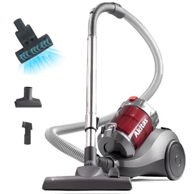 Akitas 800W Cylindre Puissant sans SacAspirateur Aspirateur avec Allemand WesselWerk Tête De Buse Tapis De Sol Dur Turbo PetOutil Capillaire