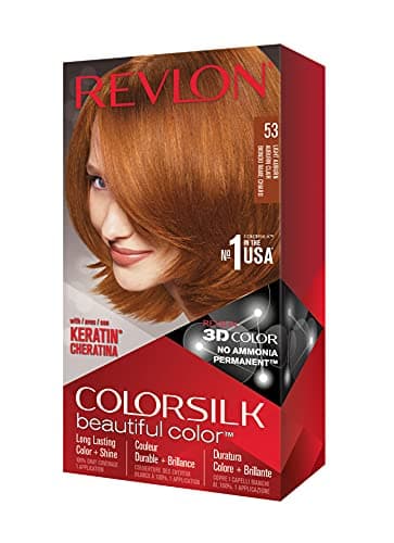 Revlon Colorsilk Beautiful Color, Coloration Permanente, Kératine et Acides Aminés de Soie, couvre 100% des Cheveux Blancs, 53 Auburn Clair