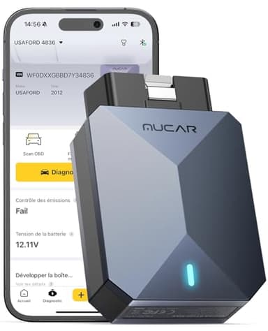 MUCAR BT200 MAX Assisté par l'IA Valise Diagnostic Voiture Bluetooth, Prise en Charge ELM327, Diagnostic Complet du Système avec Tests D'action Bidirectionnels, 15 Fonctions Maintenance, Gratuit à Vie