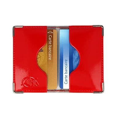 Color Pop® Etui 2 Cartes bancaires blindé (Anti-RFID) - Fabrication française - Protection des données bancaires (Rouge - PVC Vernis) - 9,7 x 6,5 x 0,5 cm