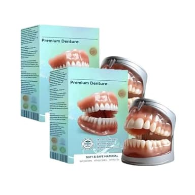 Bikenda Premium Full Set Dentures, Prothèses dentaires souples, confortables et adaptées, idéales pour les hommes et les femmes (2pcs)