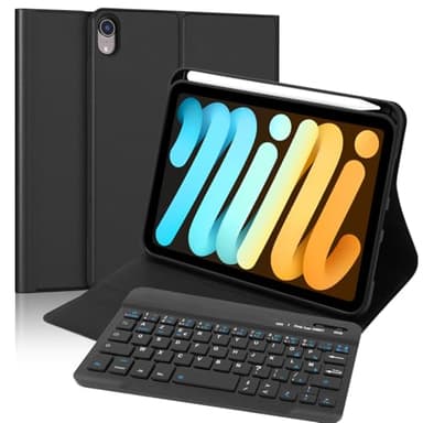 FOGARI Coque Clavier pour iPad Mini 7 2024, Clavier pour iPad Mini 6 2021,AZERTY Amovible Clavier Bluetooth sans Fil pour iPad Mini 7 (A17 Pro)/Mini 6 8.3'', Noir