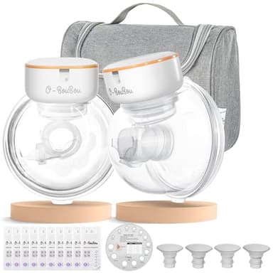 2 Tire Lait Electrique Main Libre en Silicone Avec Batterie à Longue Durée - 12 Niveaux & 4 Modes - Tire Lait Electrique Portable - Brides de 24 mm + 4 Insert Brides (19/21mm) Sans BPA, 2 Pièce