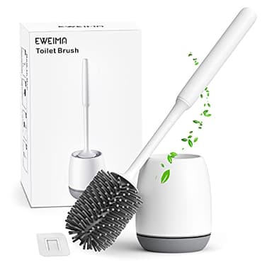 Brosse WC, Brosse de Toilette en Silicone, EWEIMA Balayette WC en Silicone Antibactérienne à Séchage Rapide, Brosse Toilettes à Manche Long, Montage Mural/au Sol