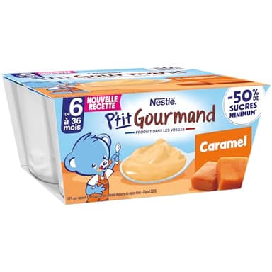 Nestlé Bébé - P'tit Gourmand Caramel - Laitage dès 6 mois - 4 x 100g (4 Laitages )