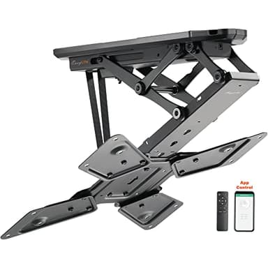 EasyLife Support TV Plafond Motorisé et pivotant, intégration Smart Home, Support VESA Jusqu’à 400x400 pour TV LCD/OLED, Moniteur, écran, Smartboard, 23–55 Pouces, 30 kg – Noir
