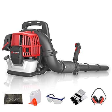 BU-KO Souffleur de Feuilles à Dos à Essence 52 CC – Moteur Puissant à 2 Temps refroidi par air – Léger avec Sangles de Soutien rembourrées améliorées Lors de l'utilisation – Équipement de sécurité