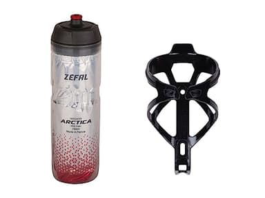 ZEFAL Pack Arctica 75 Argent-Rouge et Pulse B2 Noir - Pack Hydratation avec Bidon Vélo Isotherme et Porte Bidon Velo - Porte Gourde Velo avec Gourde Eau - 146 g