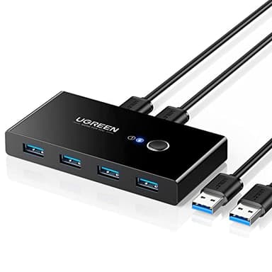UGREEN Switch USB 3.0 Commutateur KVM Ports pour 2 PC Entrées 4 Sorties pour Clavier Souris Disque Dur Externe Imprimante Scanner Câbles Inclus