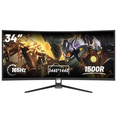 LXZ Ecran Incurvé 34 Pouces, 165hz, 1500R, WQHD Écran sans Bord 98% sRGB, Angle de Vision de 178°, Port d'Affichage HDMI - Noir