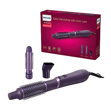 Philips Série 3000 Brosse soufflante avec revêtement en céramique et kératine, fonction ionique, 3 accessoires (modèle BHA305/00)