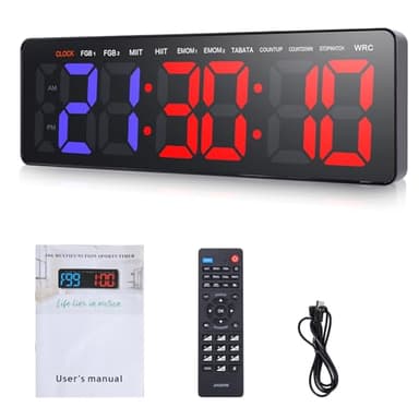 AnExer Timer Sport Fitness Grande Ecran Minuteur Mural Télécommande pour Intervalles Boxe Tabata EMOM HIIT