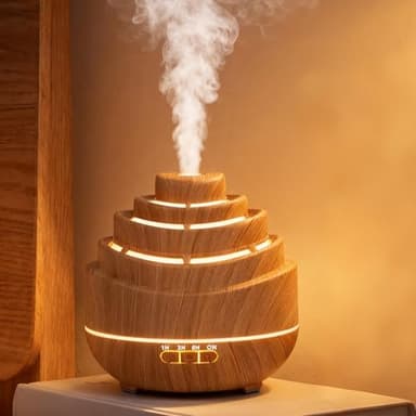 Czemo 500ml Diffuseur Huiles Essentielles, Diffuseur de Parfum Electrique Humidificateur Ultrasonique Diffuseur Aromathérapie pour la Maison, Yoga (Grain de Bois)