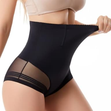 DiULi Culotte Gainante Femme Taille Haute -Slips Sexy Taille Haute Sculptantes,Pantalon Gainant sans Coutures,Sculptant en Ventre Plat Invisible Culottes,Noir,XL