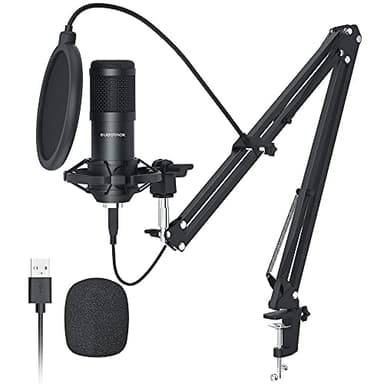 SUDOTACK Micro à Condensateur USB, Microphone avec Bras PC Cardioïde Professionnel pour Gaming, Podcasting, Enregistrement, Youtube, Home Studio, Voix Off, Home-Studio