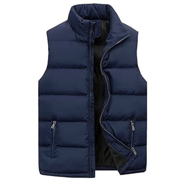 Wenlzhnb Doudoune Gilet Sans Manches Homme en Hiver Veste Chaude Légère Manteau Epais de Couleur Unie Homme Blouson Zippée Casual Chaud Matelassée Rembourrée Veste (Navy, XXL)