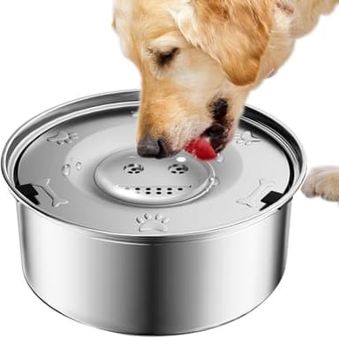 Kunlunloor Gamelle à eau pour chien - 3 l - En acier inoxydable - Anti-fuite - Pour grands chiens - Boire lentement - Protection contre les éclaboussures - Distributeur d'eau flottant - Sans saleté -