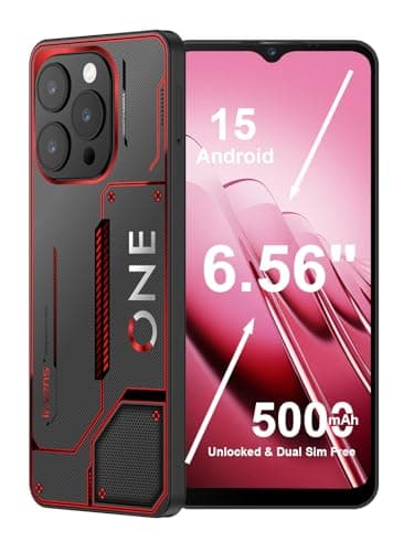 invens Note 12P Téléphone Portable Pas Cher, Écran 6.56" HD+, Caméra 48MP+8MP, Batterie 5000mAh, 16GB RAM 128GB ROM, Android 15 Smartphone débloqués, Double SIM + TF, Face ID/Empreinte Rouge Cyber