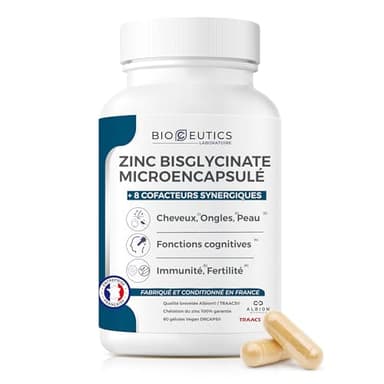 BioCeutics Zinc Bisglycinate 15 mg + Selenium + Vitamine C B6 B2 B3 - Zinc Complement Alimentaire Cheveux Peau Acné Ongles - Antioxydant Immunité - Zinc Acne - Cure 2 Mois - Zinc Pure Bisglycinate