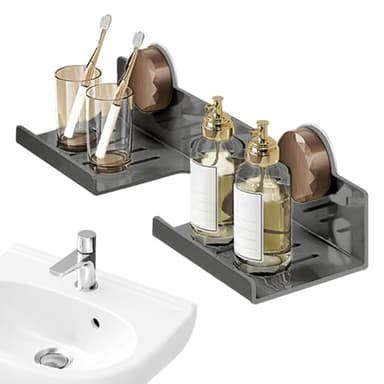 ETUCYNG À propos du robinet de salle de bain | Support mural de salle de bain à ventouse amovible peu encombrant en acier au carbone pour le stockage du parfum, les toilettes et le linge au-dessus du