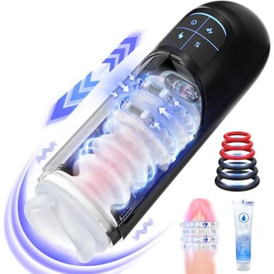Masturbateurs Masculins Sex Toýs Homme - Masturbeuse Homme Va et Vient Sextoyse Homme Sex Toys avec Perles Massage Réglables Masturbâteur Homme Mains Libres avec 10×7 Modes de Poussée et de Vibration
