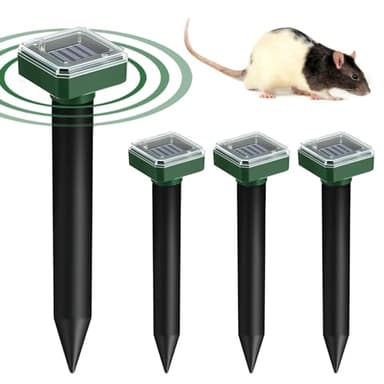 Hillylolly Répulsif Solaire pour Taupe 4 pièces Répulsif Taupe Solaire, Repulsif Souris et Rats Ultrason, Anti Souris Ultrason pour Repousser Taupes, Campagnols et Gaufres (carré)