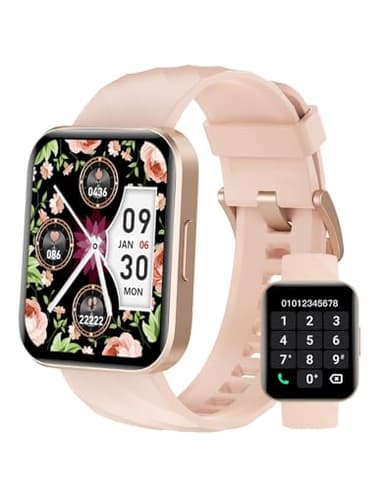 Dakofied Montre Connectée Femme avec Appel Bluetooth Podometre Cardiofrequencemetre Oxymetre Montre Sport Etanche IP68 Cycle Menstruel Suivi Sommeil Calories Notification pour Android iOS Rose