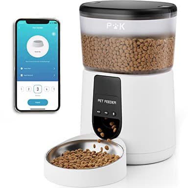 PUPPY KITTY Distributeur Croquettes Chat Automatique, 2.4G WiFi 4L Distributeur Croquettes Chat & Chien, Connecté App, Enregistrement Vocal 10S, 1-10 Repas par Jour