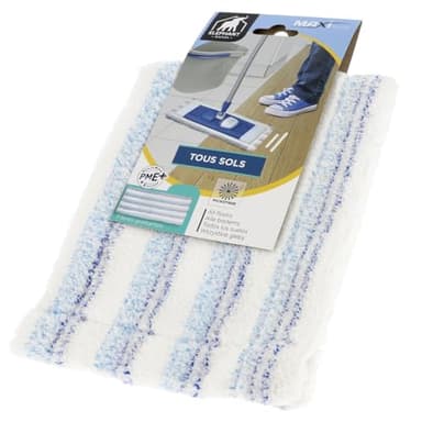ÉLÉPHANT MAISON - Housse De Lavage Tous Sols - Maxiplan - Pour Les Taches Tenaces - Fibres Grattantes - Très Absorbante - En MicroFibre - Lavable En Machine - Blanc & Bleu