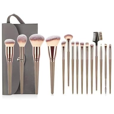YPYMOD 15pcs Pinceau Maquillage Set, pour fond De Teint Mélange Poudre pour Le Visage Blush Concealers Ombres à Paupières, avec Trousse de Maquillage