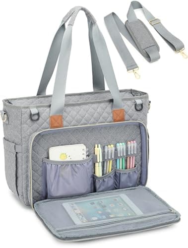 BlesMaller Sac de travail pour femme avec compartiment pour ordinateur portable, grand sac de transport pour enseignant, pour l'école, le bureau, les affaires, gris